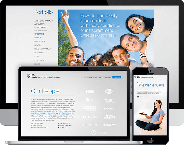 Time Warner Cable-Direct Marketing Solutions parallax website B2B time warner cable teenagers woman remote control